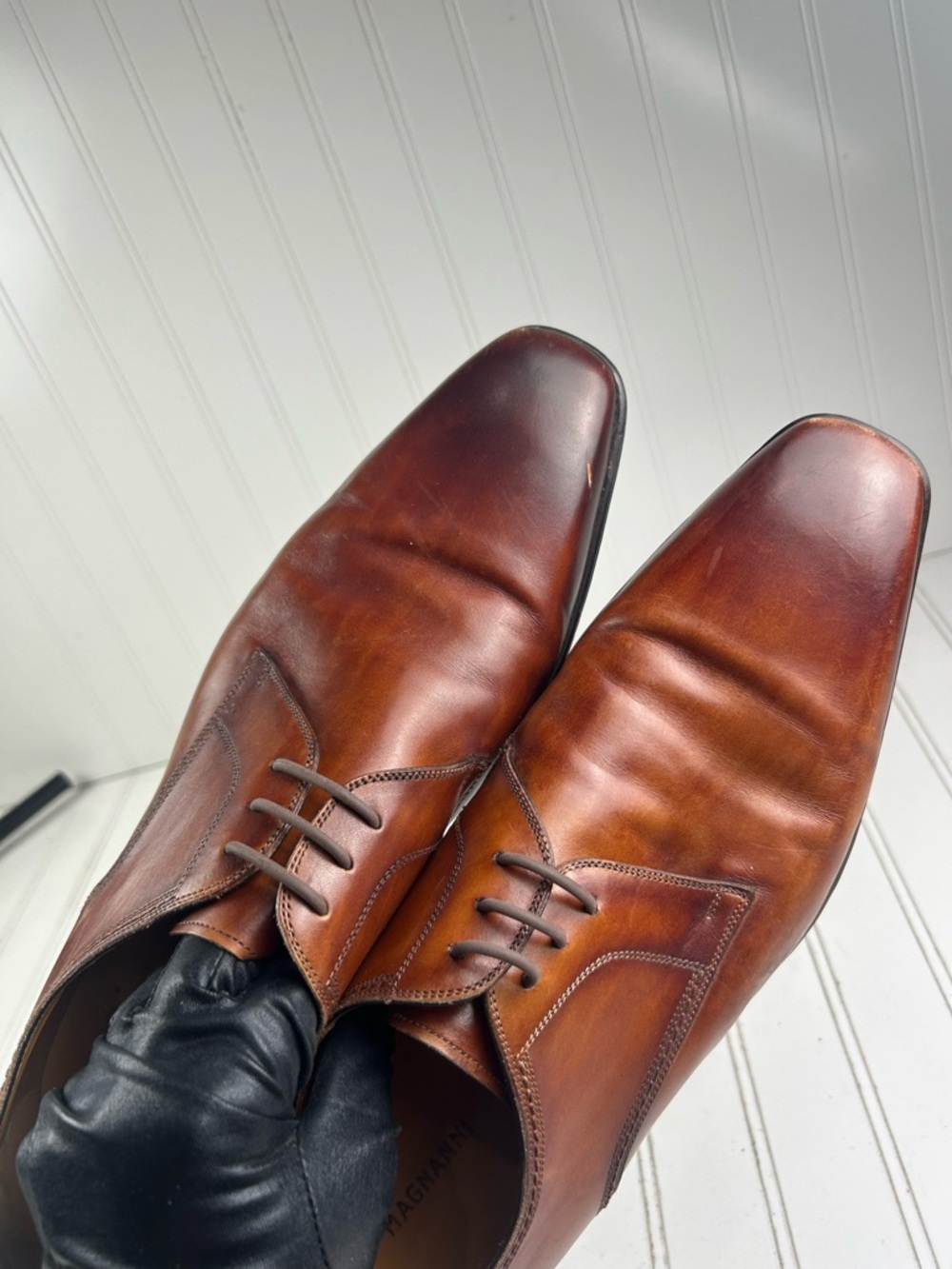 Magnanni Andros Brown Leather Lace-Up Derby Loafers Menโs Size 12 $625 - Picture 4 of 11